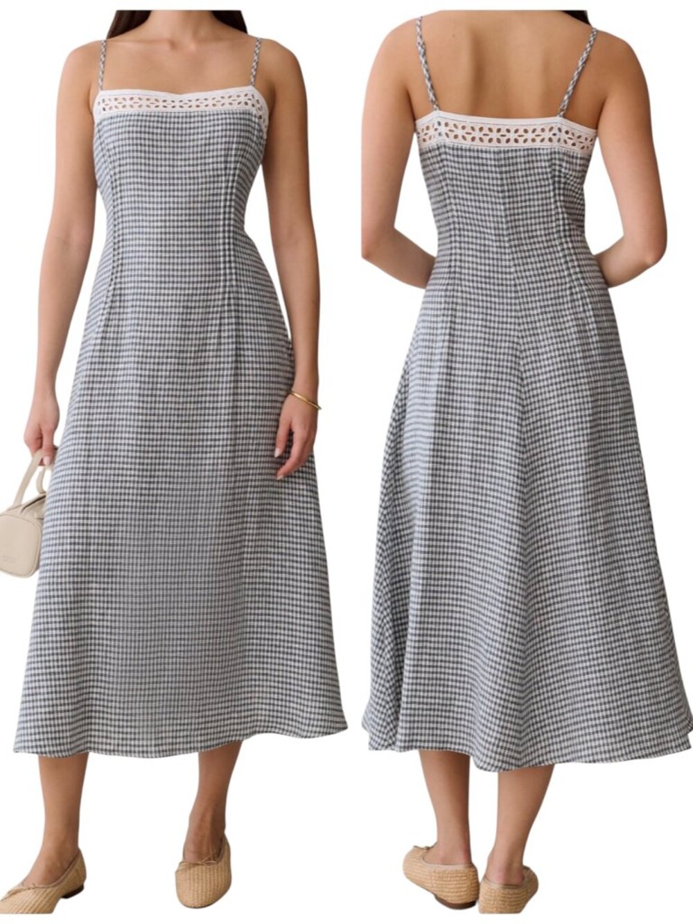 OPT One Pretty Time Tanya Linen Gingham Midi Dress NWT Size 0
